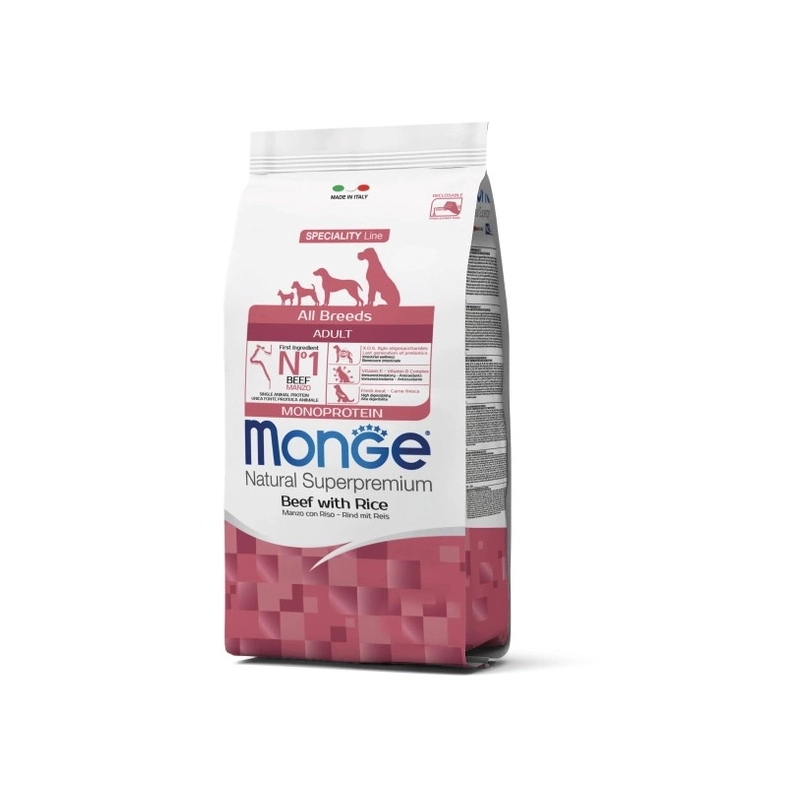 Monge ALL BREED ADULT MonoProtein Beff and Rice СУХИЙ КОРМ Супер-преміум собаки (з яловичиною та рисом) 2.5 кг 