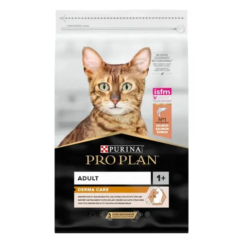 Purina Pro Plan Adult 1+ Derma Care сухий корм для котів для підтримки здоров'я шкіри та шерсті 10 кг - з лососем (7613036529235)