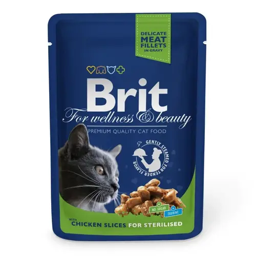 Brit Premium Sterilized By Nature ВОЛОГИЙ КОРМ Premium коти (з куркою) 100 г