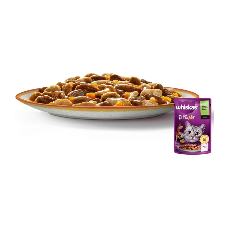 Whiskas TastyMix ВОЛОГИЙ КОРМ Преміум коти (з ягням, куркою та морквою) 85 г  - фото 1