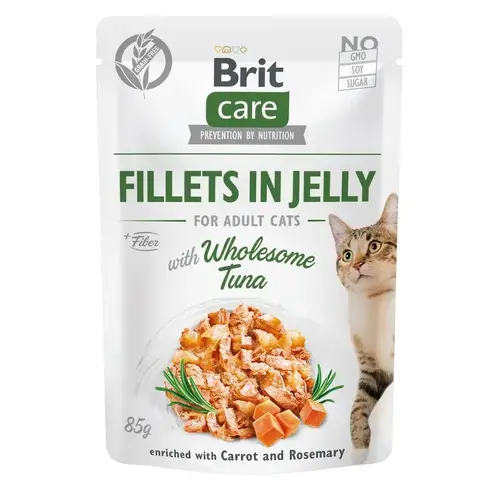 Brit Care Adult Fillets in Jelly ВОЛОГИЙ КОРМ Супер-преміум коти (з тунцем в желе) 85 г