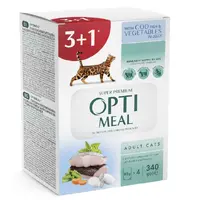Optimeal 3+1 влажный корм для кошек 340 г - с треской и овощами в желе (4820215364256) 