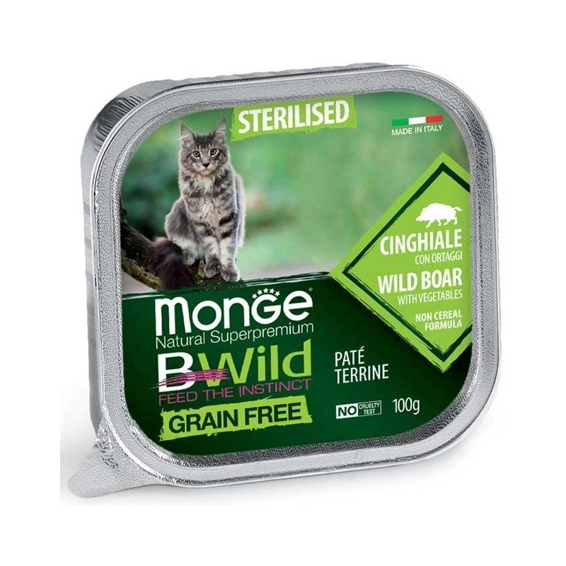 Monge Bwild GF Sterilised ВОЛОГИЙ КОРМ Супер-преміум коти (з кабаном та овочами) 100 г 