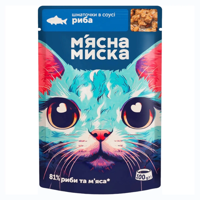 М'ясна Миска ШМАТОЧКИ В СОУСІ Економ коти (з рибою) 100 г 