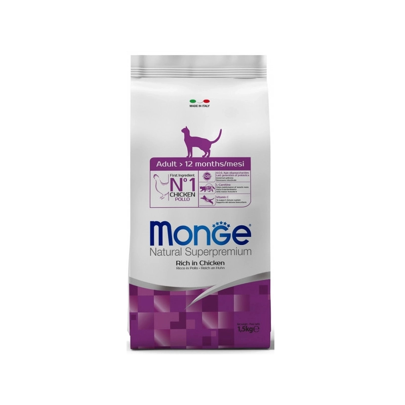 Monge Adult Natural сухий корм для котів 400 г - з куркою та рисом (8009470004985) 