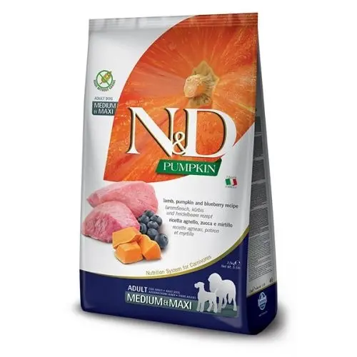 Farmina N&D ADULT Medium & Maxi Grain-Free PUMPKIN Lamb&Blueberry сухий беззерновий корм для собак середніх та великих порід 12 кг - з ягням та чорниц