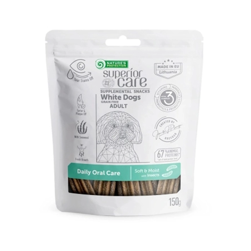 Natures Protection Superior Care White Dogs Grain Free Daily Oral Care ADULT Insect ЛАСОЩІ Холістік собаки (з комахами) 150 г 