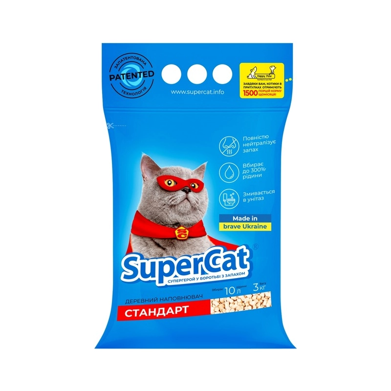 Наполнитель для кошачьего туалета SuperCat синий стандарт 3 кг (4820082490201) 