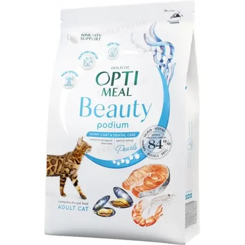 Optimeal Beauty сухий корм для котів для догляду за шерстю та зубами 1.5 кг - з морепродуктами (4820215364256)