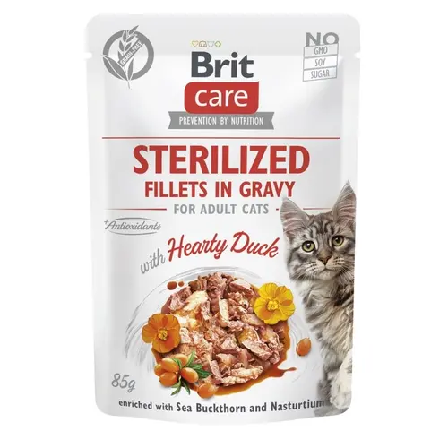 Brit Care Sterilized Fillets in Gravy ВОЛОГИЙ КОРМ Супер-преміум коти (з качкою) 85 г
