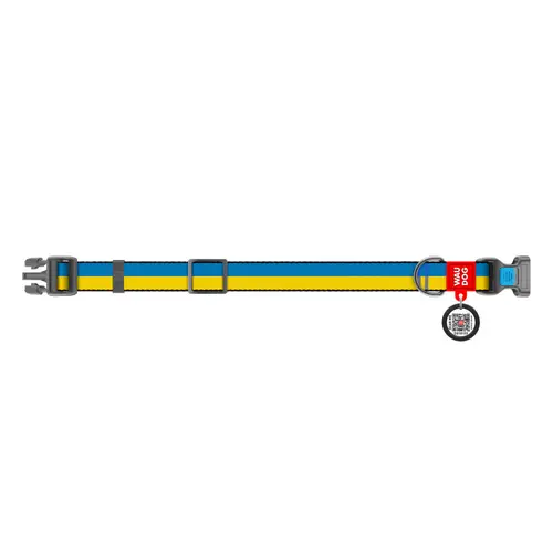 WAUDOG Nylon нашийник для собак M - з QR паспортом, з малюнком Colors of freedom, нейлоновий (4823089353593)
