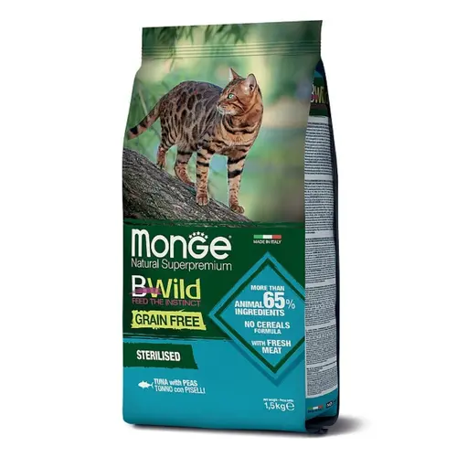 Monge Bwild GF Sterilised СУХИЙ КОРМ Супер-преміум коти (з тунцем) 1.5 кг