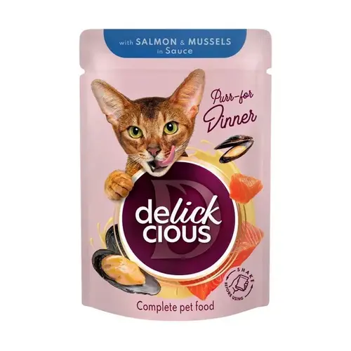Delickcious Dinner ВОЛОГИЙ КОРМ Premium коти (суп з лососем та мідіею) 85 г