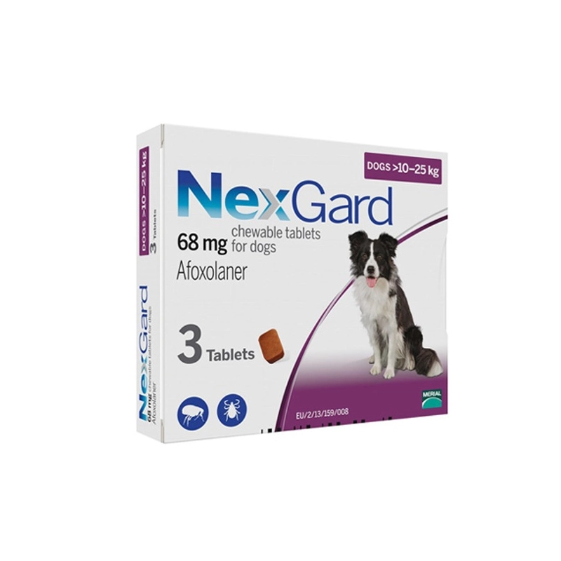 NexGard L таблетки для собак 1 таблетка - від бліх та кліщів, 10-25 кг (3661103042884) 