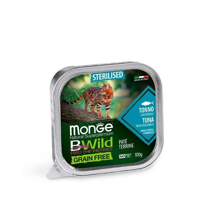 Monge Bwild GF Sterilised ВОЛОГИЙ КОРМ Супер-преміум коти (з тунцем та овочами) 100 г 