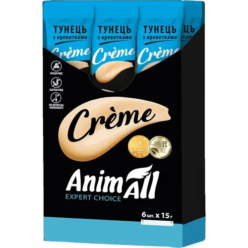 AnimAll Сreme ЛАСОЩІ Супер-преміум коти (мус з тунцем та креветками) 15 г