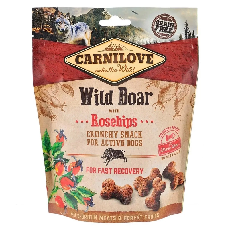 Ласощі для собак Carnilove Crunchy Snack з диким кабаном та шипшиною, 200 г (8595602527298) 
