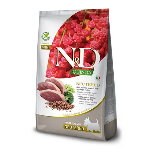 Farmina N&D Neutered ADULT QUINOA DUCK, BROCCOLI & ASPARAGUS СУХИЙ КОРМ Холістік собаки дрібних порід (з качкою) 7 кг