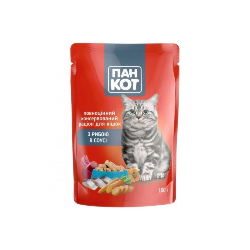 Пан Кот ВОЛОГИЙ КОРМ Економ коти (з рибою) 100 г 