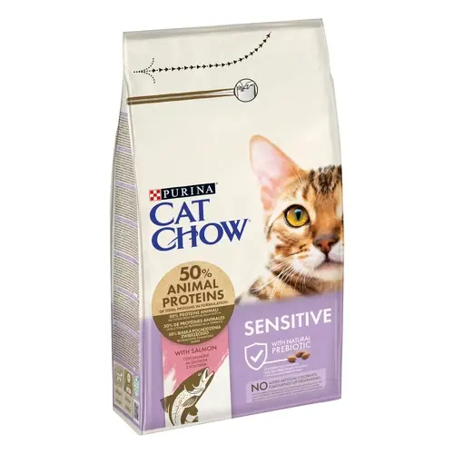 Cat Chow Sensetive сухий корм для котів з чутливим травленням 1.5 кг - з лососем (7613035394131)