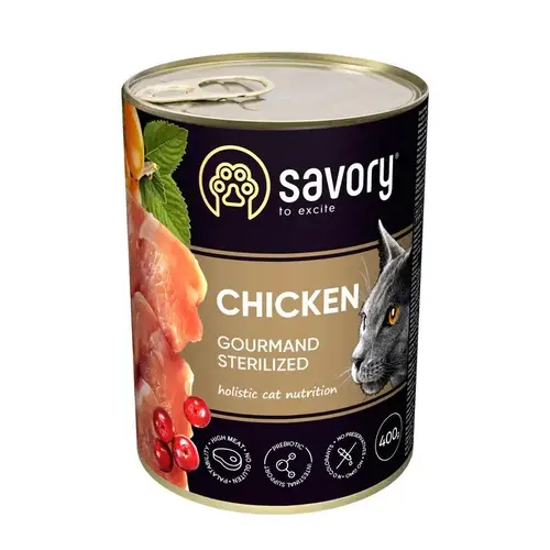 Savory Sterilised Gourmand Chicken вологий корм для стерилізованих котів 400 г - з куркою (4820232630761)