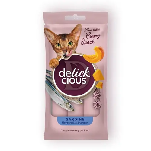 Delickcious Creamy Snack ЛАСОЩІ Premium коти (з сардиною та гарбузом) 15 г