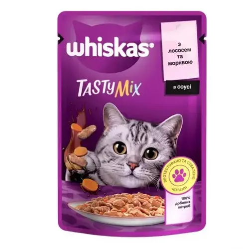 Whiskas TastyMix ВОЛОГИЙ КОРМ Преміум коти (з лососем та морквою) 85 г