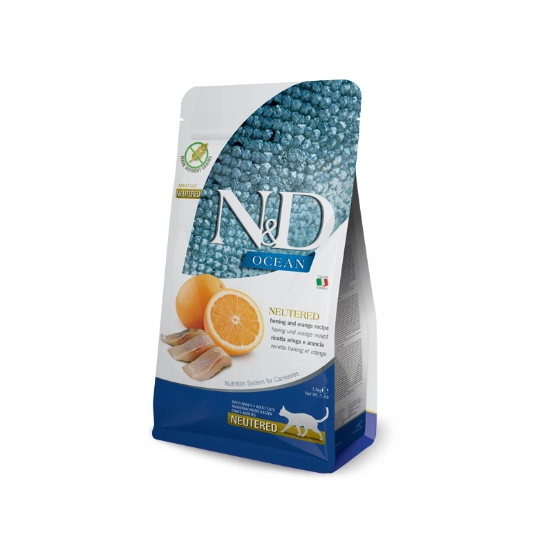 Farmina N&D Ocean GF Neutered Herring&Orange сухий корм для стерилізованих котів 300 г - з оселедцем та апельсином (8010276040145) 