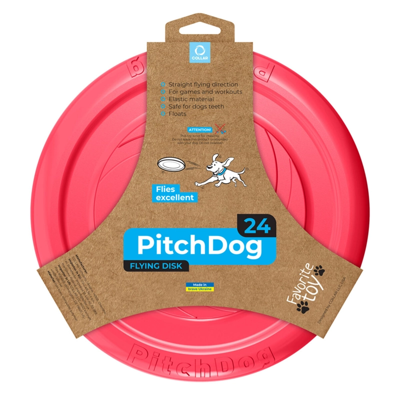 Игровая тарелка для собак PitchDog для апортировки розовая D=24 см (4823089308579) 