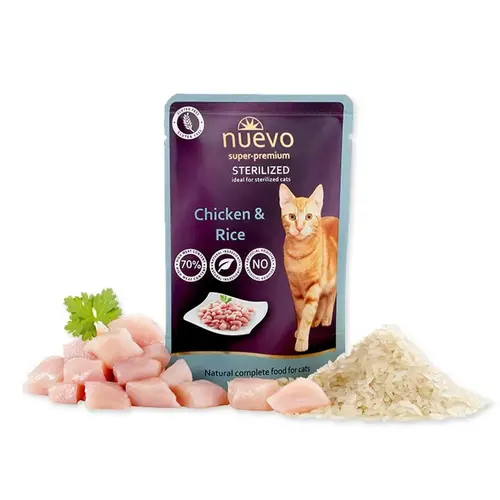 Nuevo Sterilised ВОЛОГИЙ КОРМ Premium коти (з куркою та рисом) 85 г