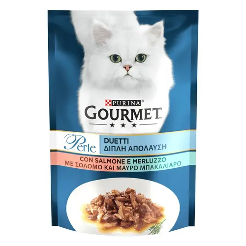 Gourmet Perle Duetti ВОЛОГИЙ КОРМ Преміум коти (з лососем та сайдою) 85 г