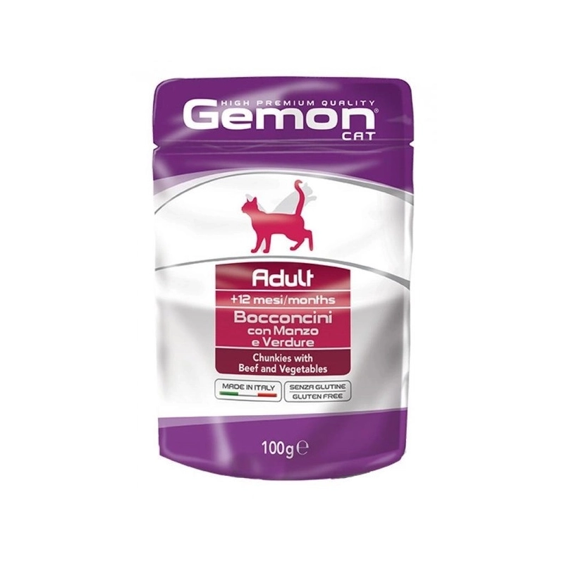 Gemon Adult Bocconcini ВОЛОГИЙ КОРМ Економ коти (з яловичиною та овочами) 100 г 