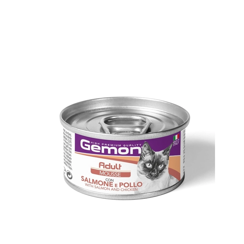 Gemon Adult Mousse ВОЛОГИЙ КОРМ Економ коти (мус з лососем та куркою) 85 г 