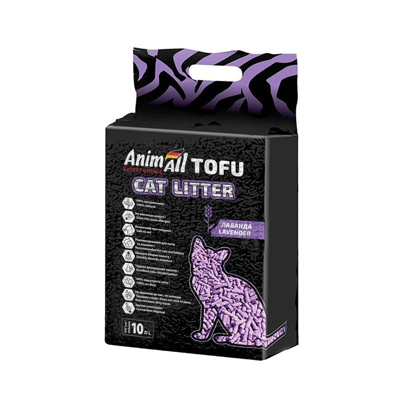 AnimAll Tofu наповнювач для котячого туалету 10 л - соєвий, з ароматом лаванди (4820224500898) 