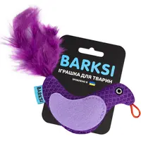 Barksi Пташка іграшка для котів 9х8 см - з дзвіночком та пір'ям, фіолетова (2007033059645) 