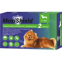 MoxiShield краплі для собак 0.6 мл/1 піпетка - від бліх і кліщів, 1-4 кг (4820150208158) 