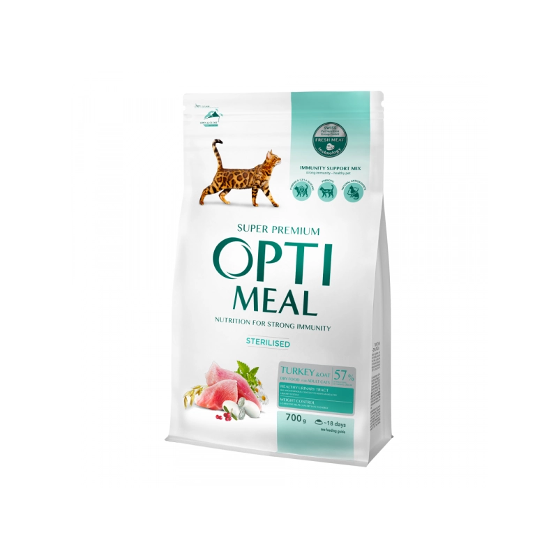 Optimeal Sterilised сухой корм для стерилизованных кошек 700 г - индейка и овес (4820215369633) 