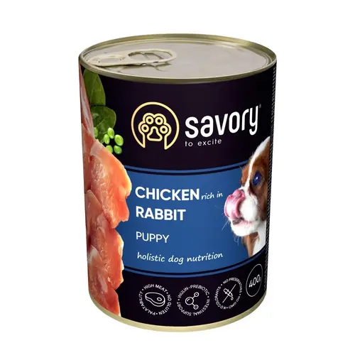 Savory Gourmand Adult Rabbit влажный полнорационный корм для щенков всех пород 400 г - с кроликом (4820232630587)