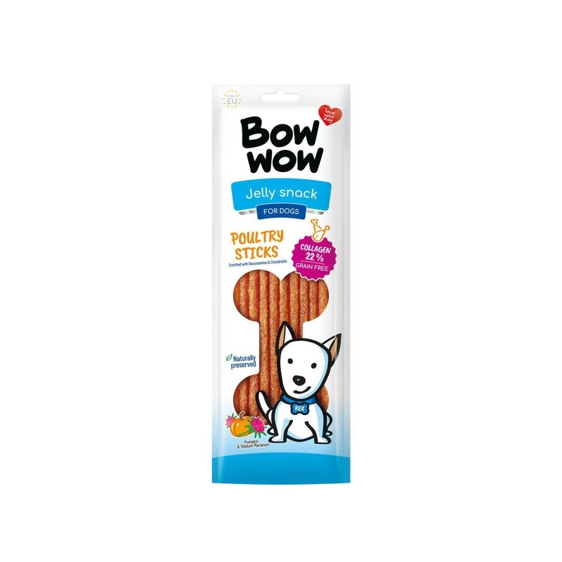 Bow Wow Протеиновые палочки говядина, птица, томаты и тыква лакомство для собак 22 см (8595042655759) 