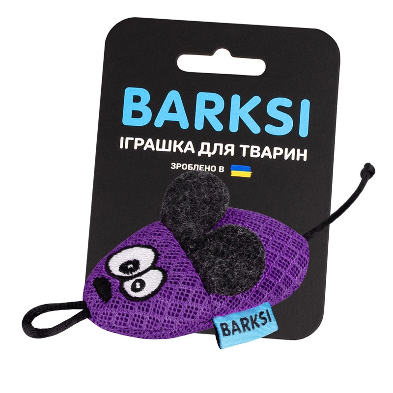 Barksi Мишка іграшка для котів 8х4 см - з дзвіночком, фіолетова (2007033059584) 