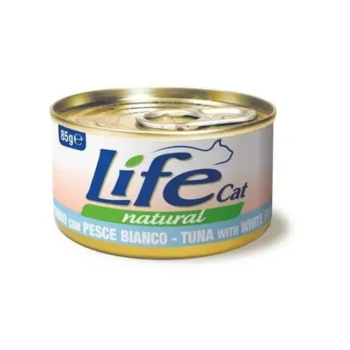 Lifecat Natural ВОЛОГИЙ КОРМ Супер-преміум коти (з тунцем та білою рибою) 85 г