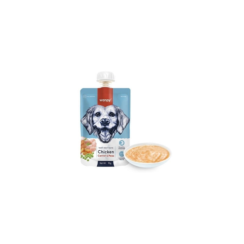 Wanpy CREAMY CHICKEN & CARROT & PEA РІДКИЙ КОРМ Premium собаки (крем-пюре) 90 г 