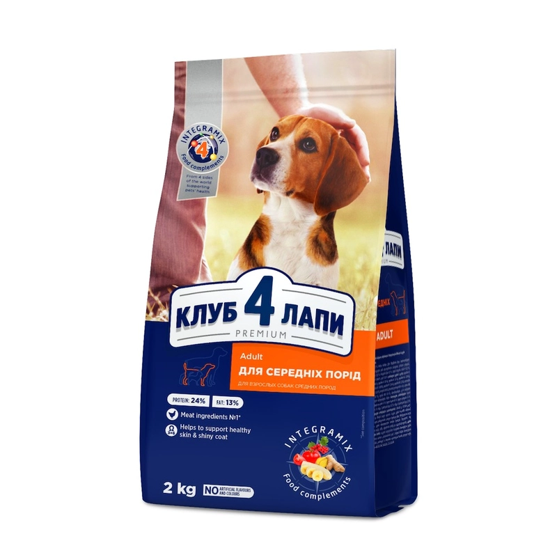 Club 4 Paws Premium ADULT Medium Breeds Chiken сухий корм для собак середніх порід 2 кг - з куркою (4820083909702) 