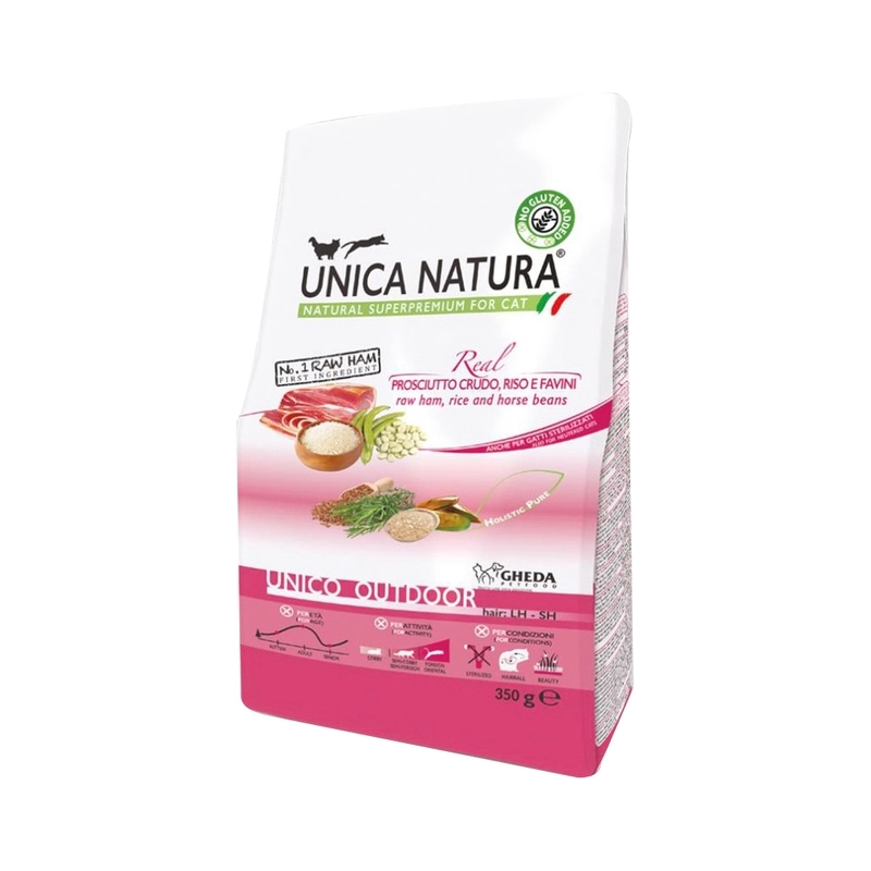 Unica Natura Outdoor сухой корм для кошек 350 г - прошутто, рис, бобы (8001541005211) 
