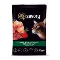 Savory For Adult Cats ВОЛОГИЙ КОРМ Холістік коти (з ягням та буряком) 85 г 