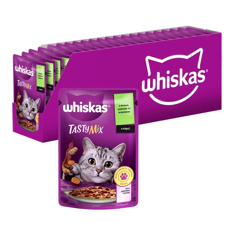 Whiskas TastyMix ВОЛОГИЙ КОРМ Преміум коти (з ягням, куркою та морквою) 85 г  - фото 2