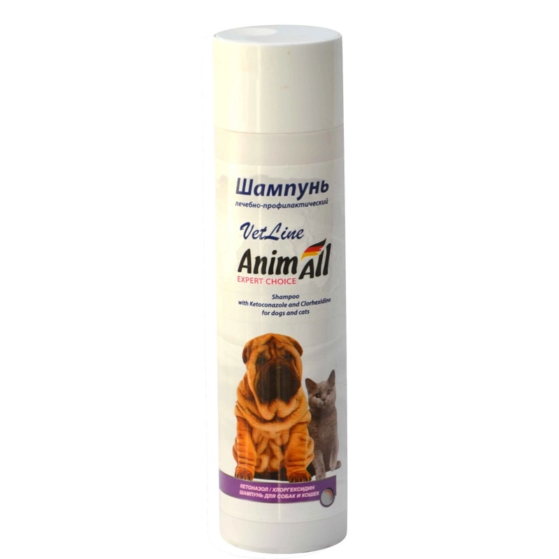 AnimAll VetLine шампунь для собак і котів 250 мл - з хлоргексидином і кетоконазолом (4820220811349) 