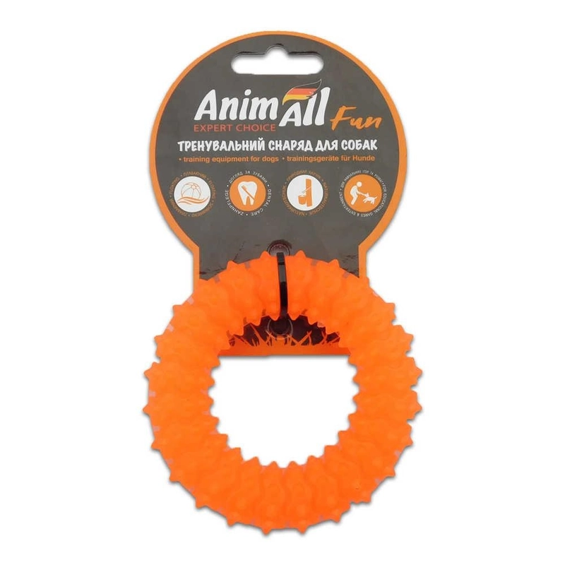 AnimAll Fun Кільце з шипами іграшка для собак 9 см - помаранчева (2000981169725) 