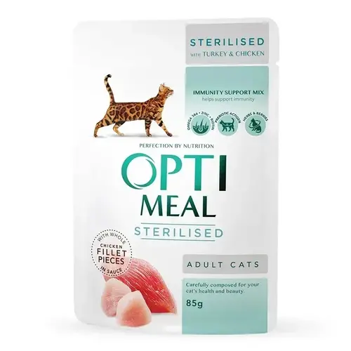 Optimeal 3+1 Adult ВОЛОГИЙ КОРМ Супер-преміум коти (з індичкою, кроликом та фореллю) 340 г