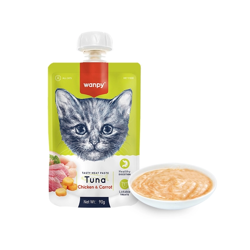 Wanpy крем-лакомство для кошек 90 г - тунец и курица с морковью (6927749871545) 